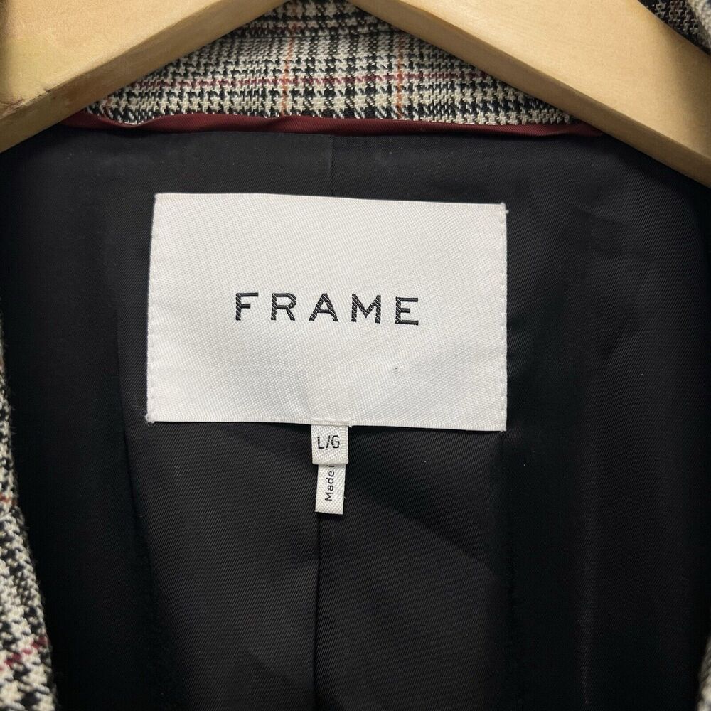FRAME Double Breasted Plaid Check Multi Boyfriend Blazer Jacket Oversized Preppy - Picture 9 of 9
